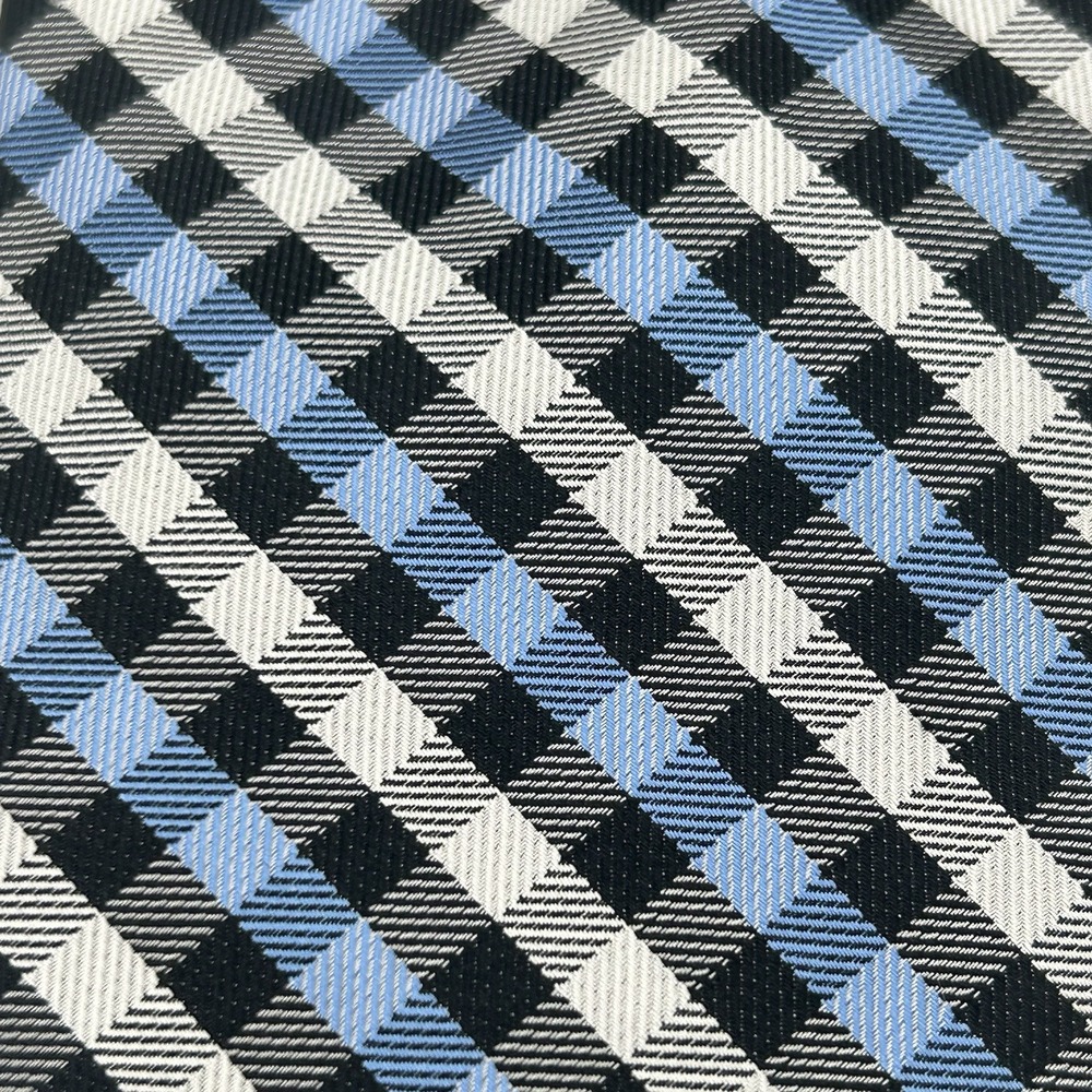 Jos. A. Bank 100% Silk Men's Neck Tie Black Blue White Plaid 3.5 Width 60 Length - Picture 6 of 12